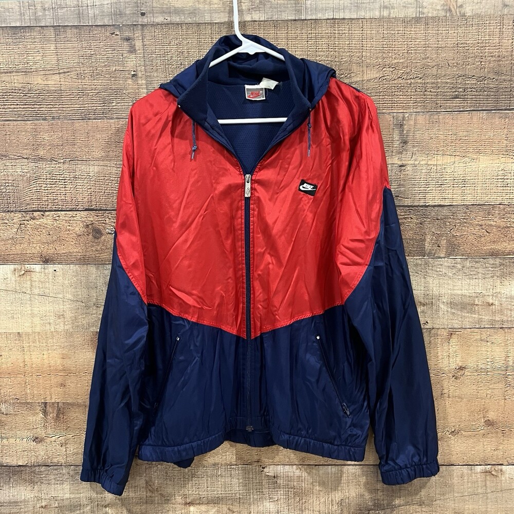 Vintage Nike Men’s Blue/red Thermal Lined Nylon Wind Breaker Jacket Size Large - Picture 1 of 4